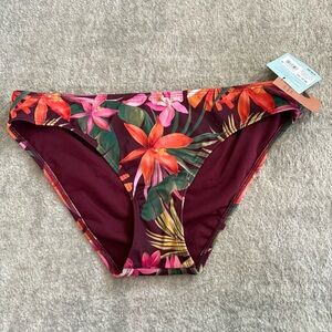 Shade & Shore Floral Bikini Bottom - Burgundy and Multicolor